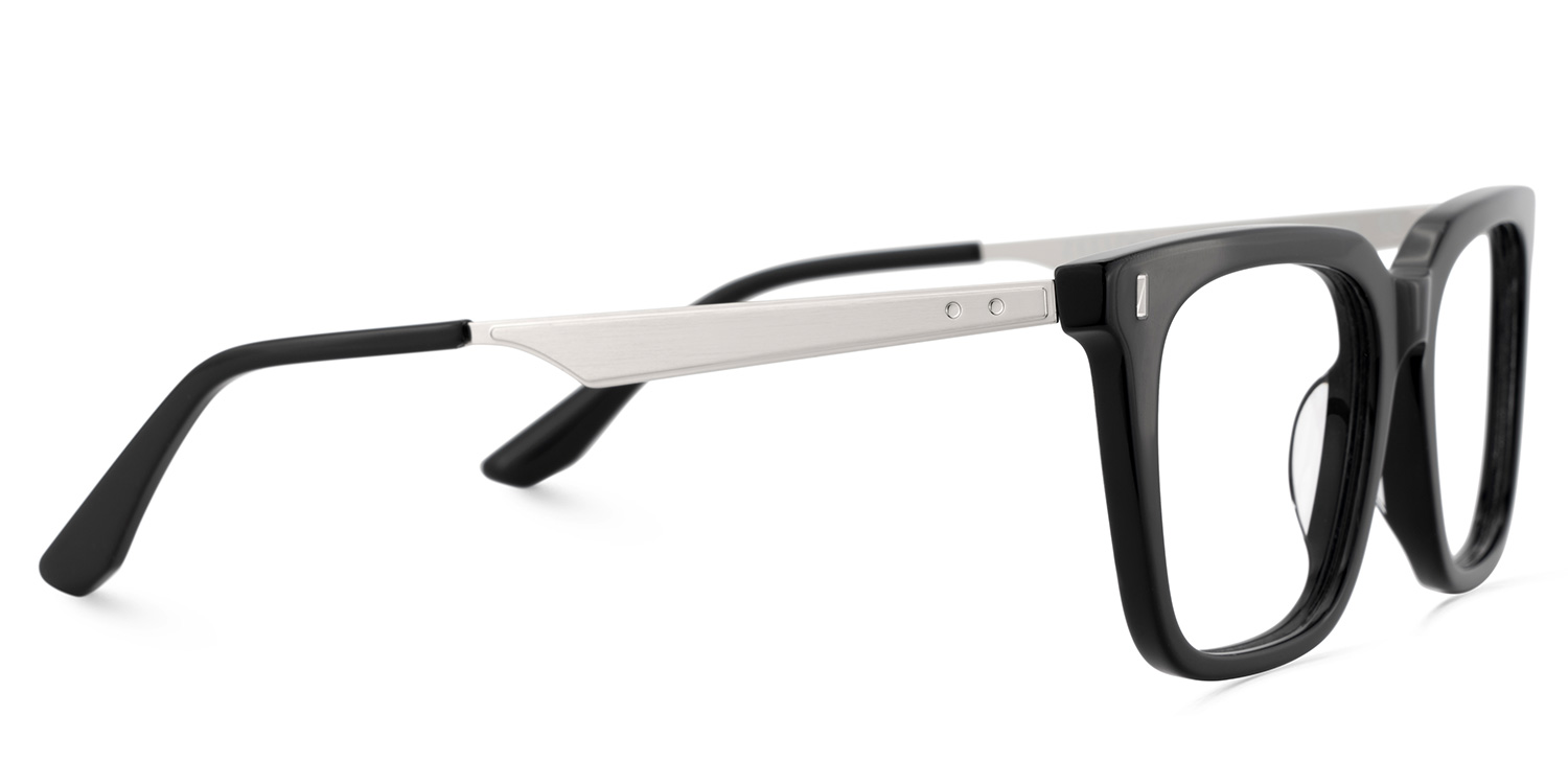 Brook Black Rectangle Prescription Glasses | ZEELOOL UK4