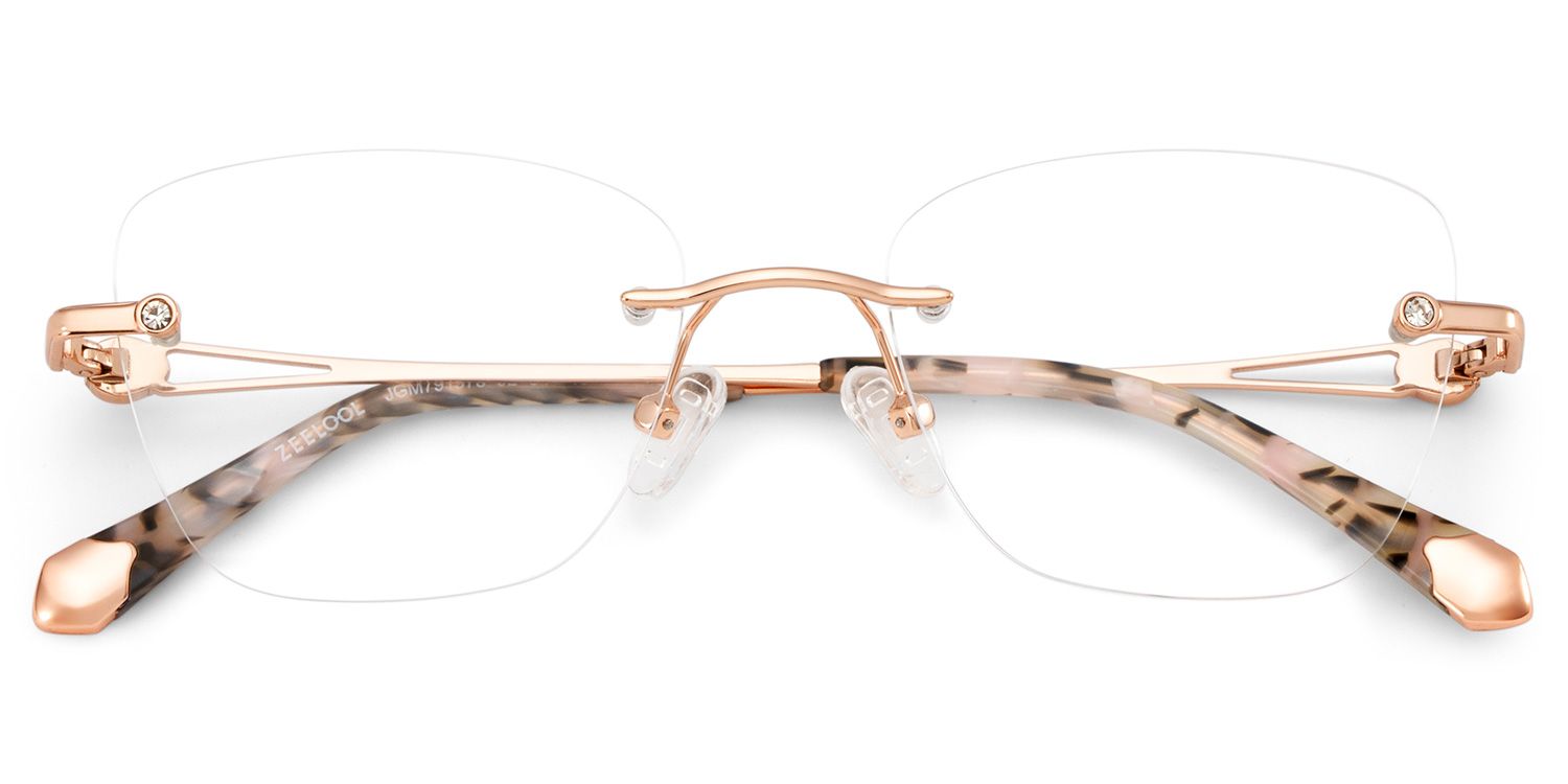 Rectangle Rose Gold Eyeglasses- Seth Metal Frame Glasses2
