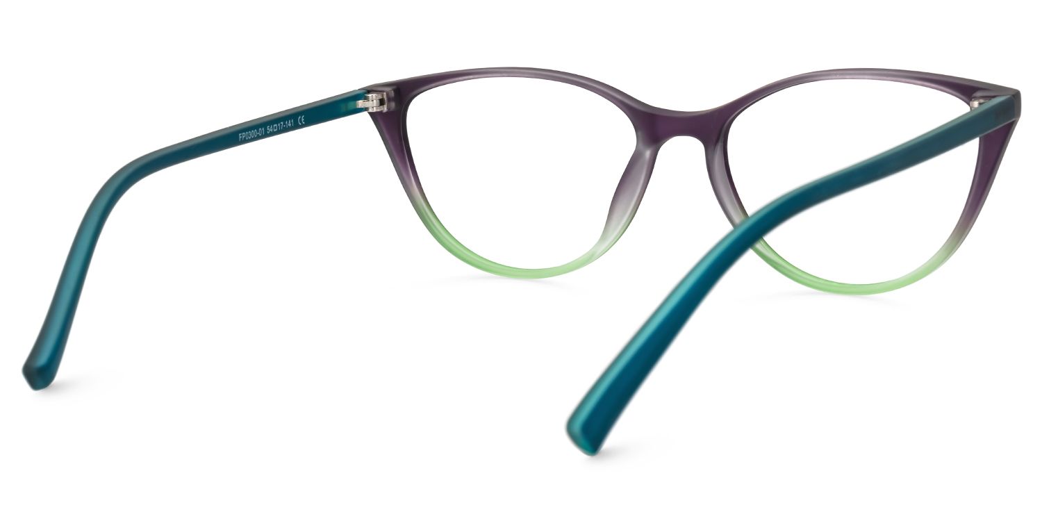 Lucy Cat-Eye Purple-Green Frame Glasses | ZEELOOL UK3