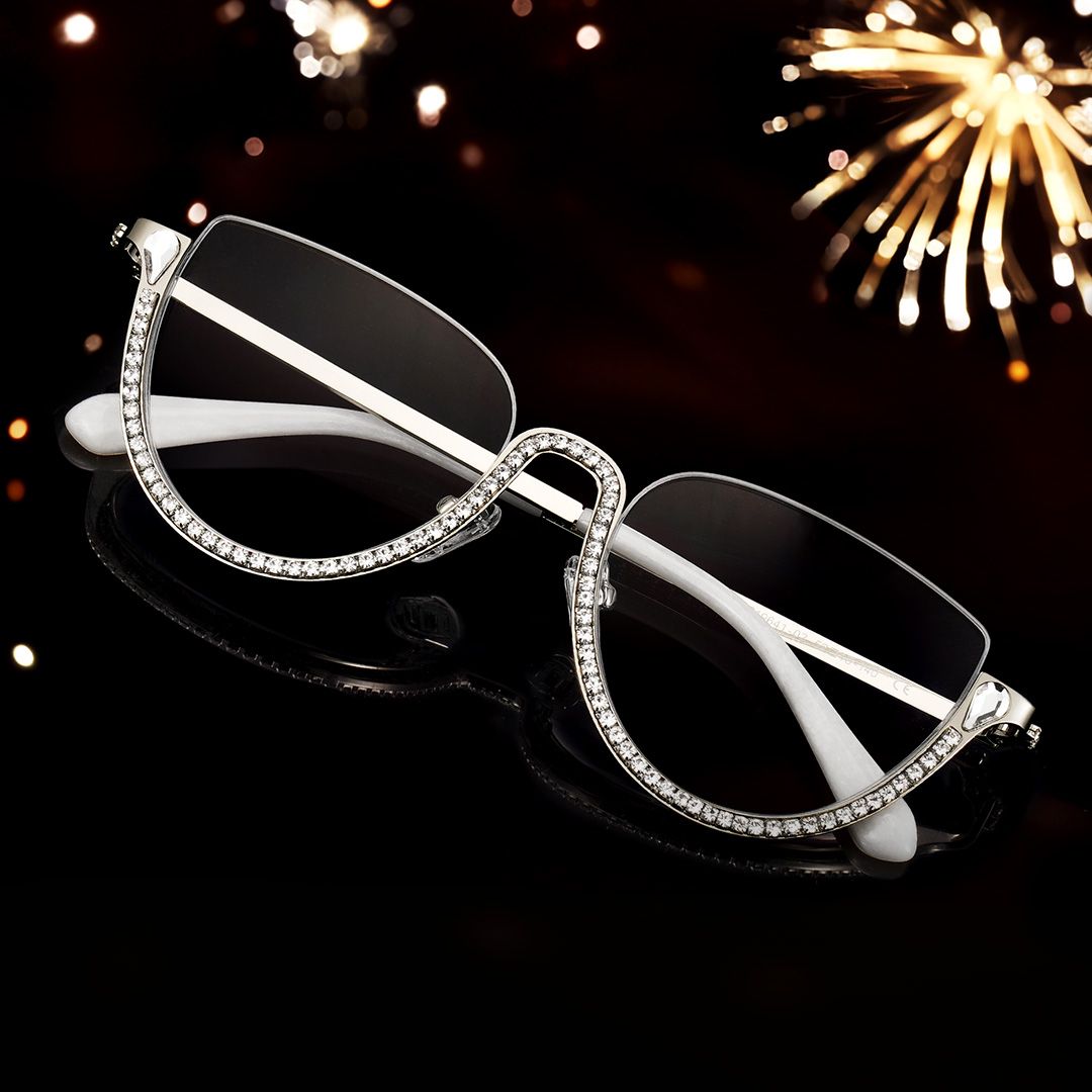 Half Frame Cat Eye Glasses With Shiny Diamonds0