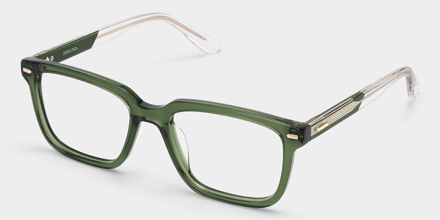 George Olive Green Rectangle Glasses for Men | ZEELOOL3