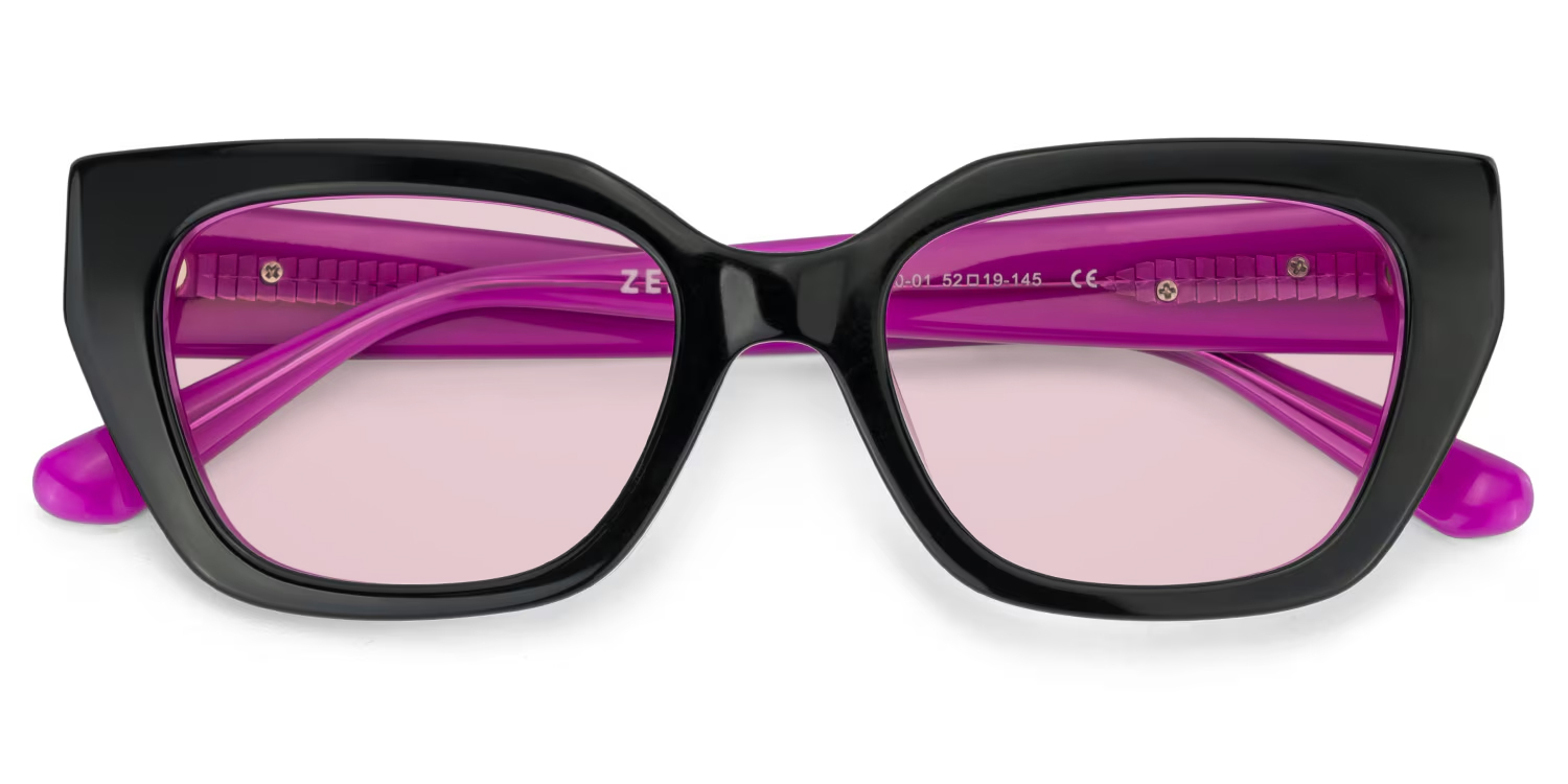 ZEELOOL Flare Rectangle Black Sunglasses