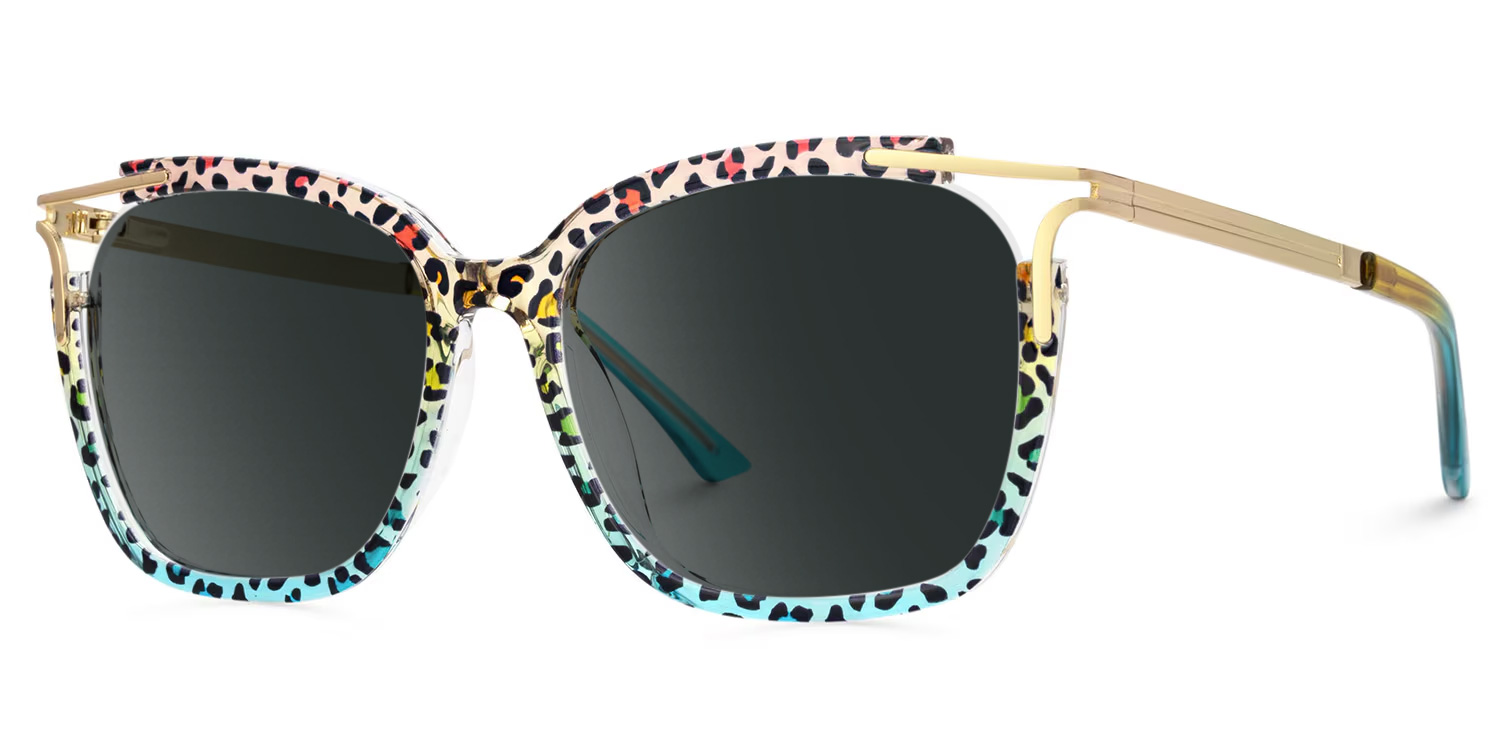 ZEELOOL Sidibe Square Blue Leopard Glasses