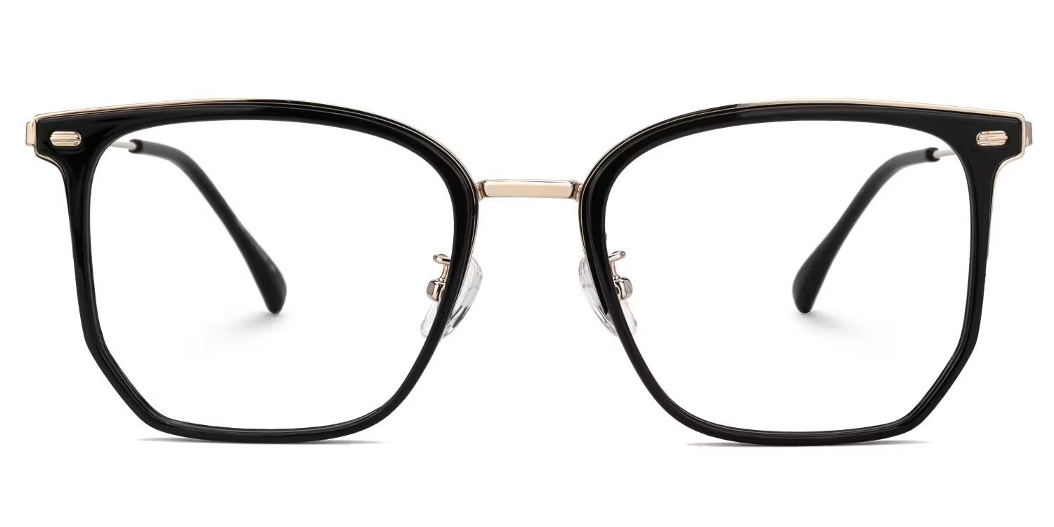 Roque Mixed-material Geometric Black Frame Glasses | ZEELOOL UK0