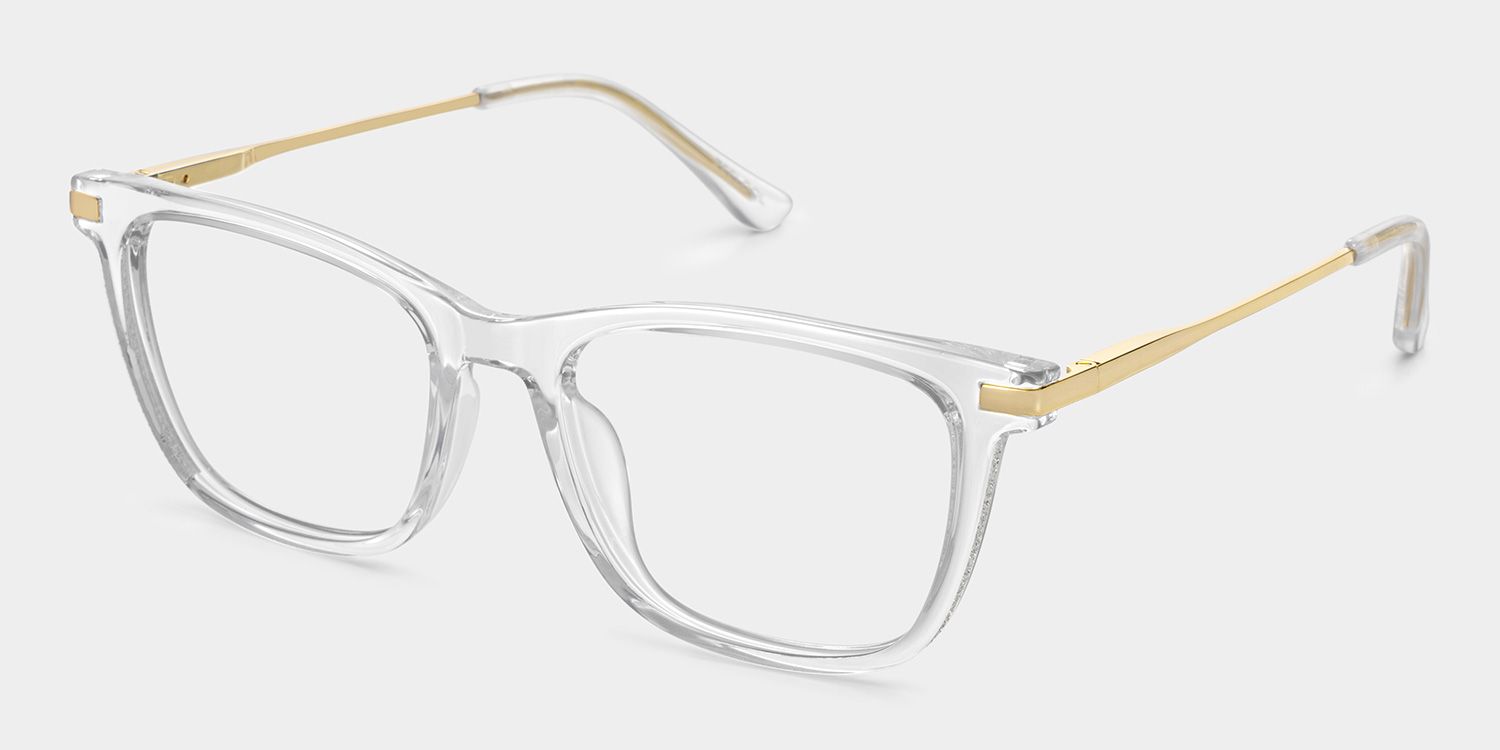 Selena Rectangle Clear White Glasses Bling Frames | ZEELOOL2