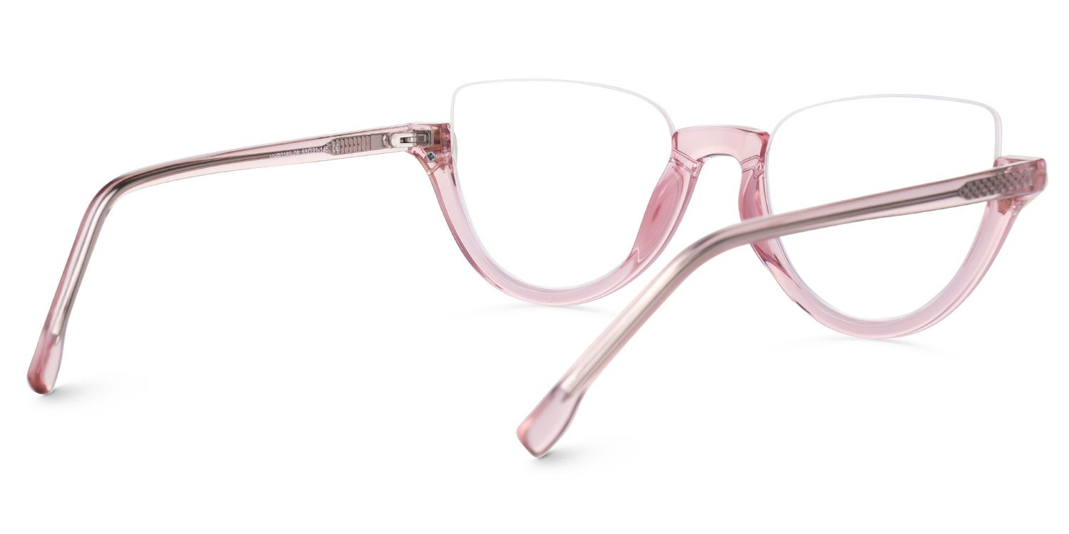 Felicia Cat Eye Pink Eyeglasses and Clear Half Frame3