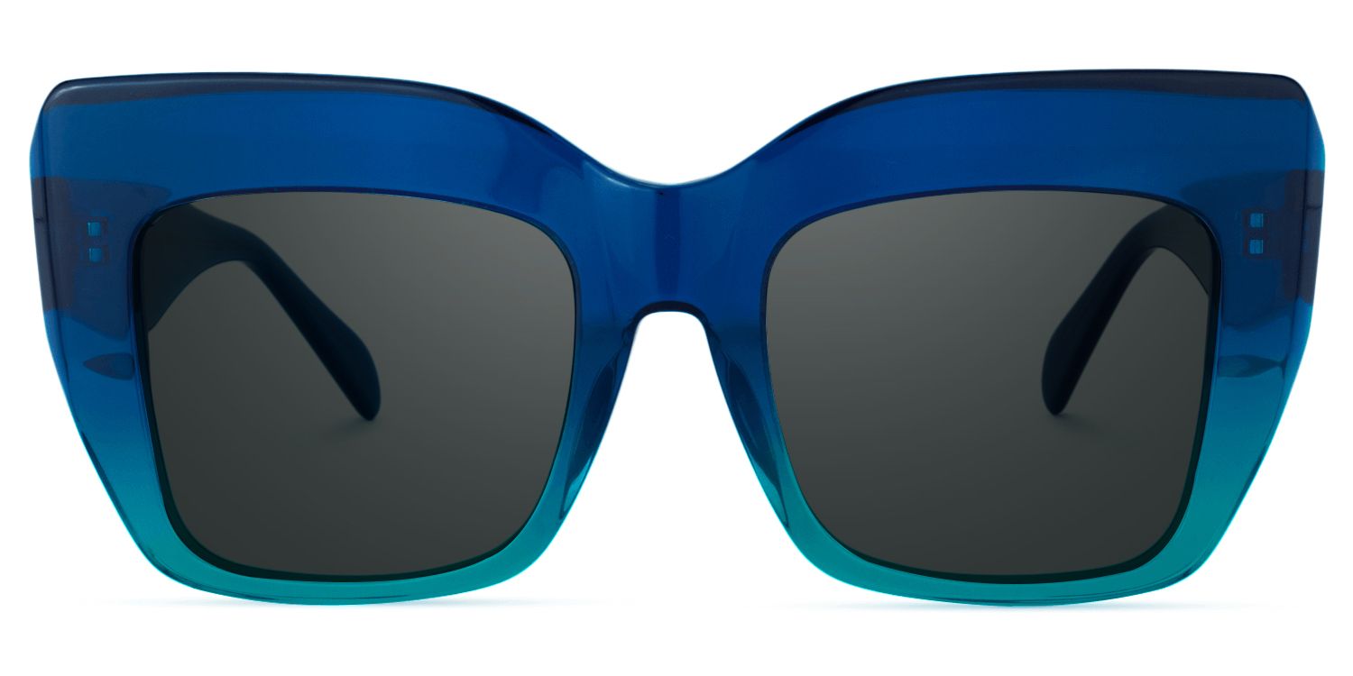 Charmaine Blue-Green Square Sunglasses to Frame Your Face | ZEELOOL UK0
