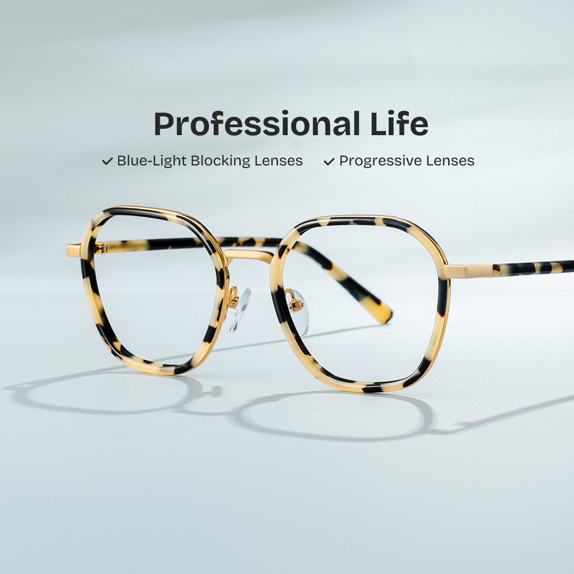 Mitchell Mixed Tortoise Frame Glasses with Geometric Shape | ZEELOOL UK1