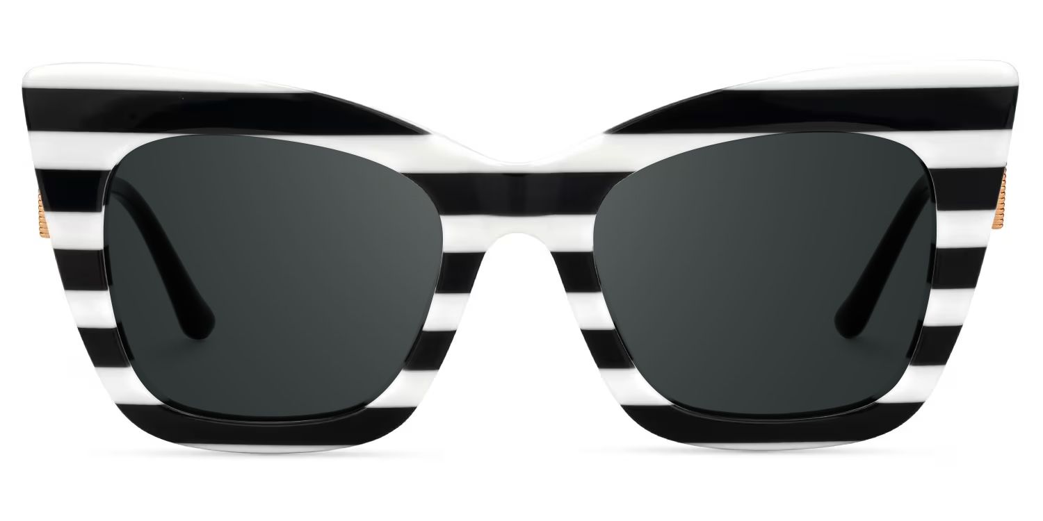 Cagle Cat Eye Black-White Full Rim Sunglasses | ZEELOOL UK0