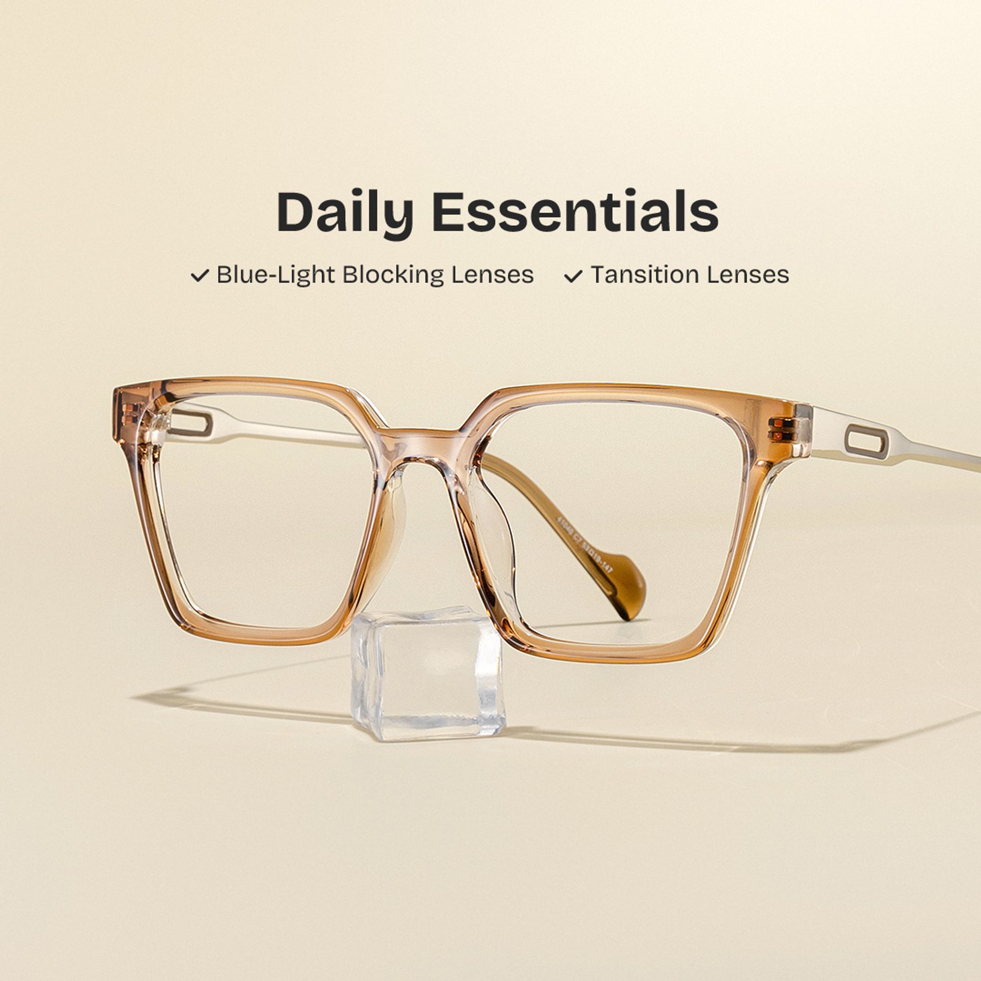 Mabel Eyeglasses in Square Beige Frame | ZEELOOL UK0