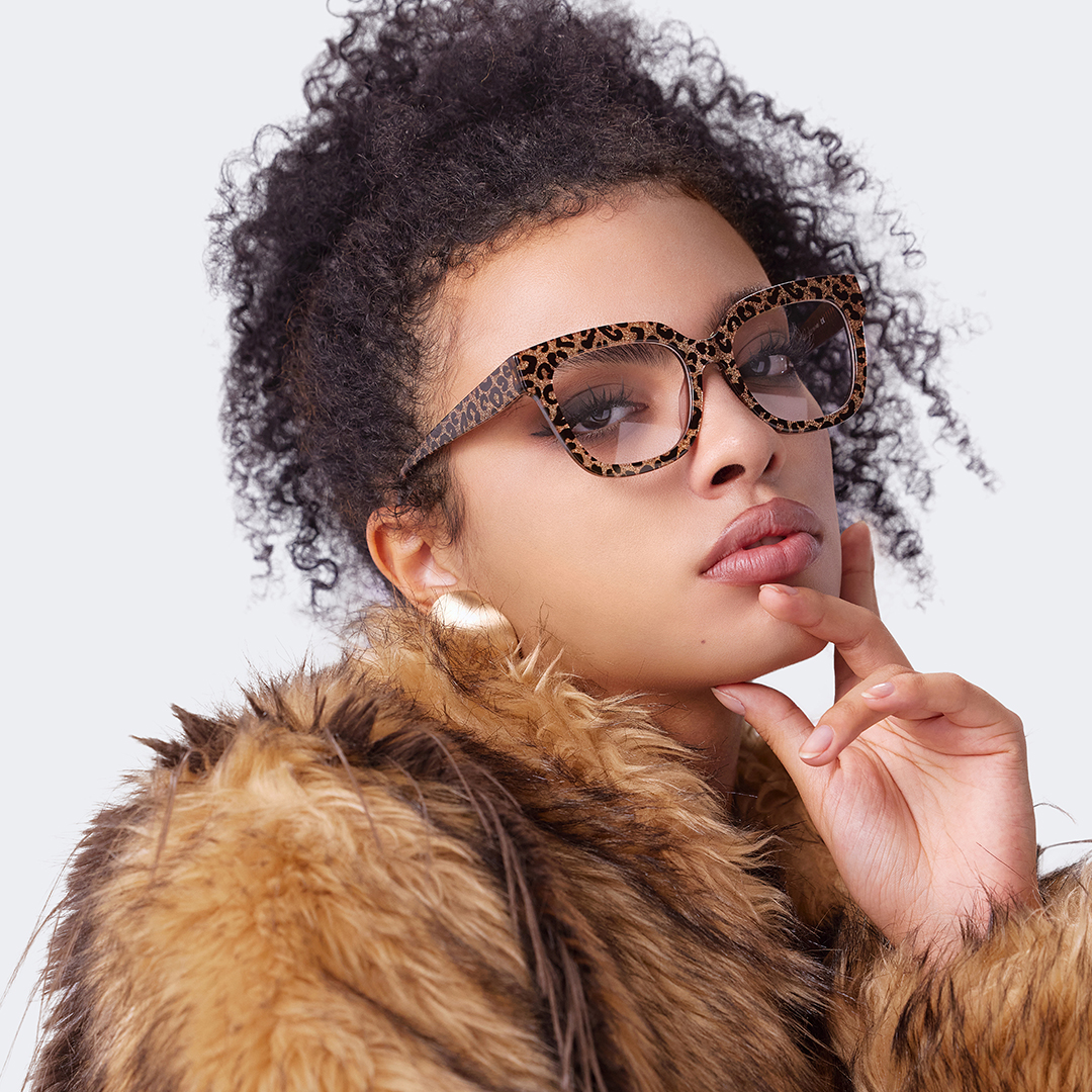 Designer Brown Leopard Square Prescription Glasses5