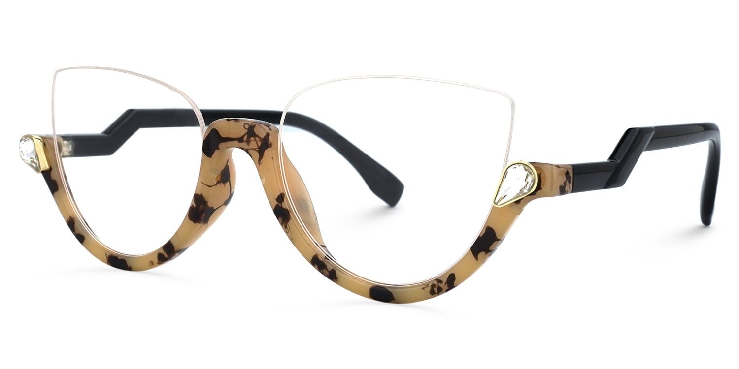 Felicia Cateye Tortoise Eyeglasses and Clear Half-Frames1