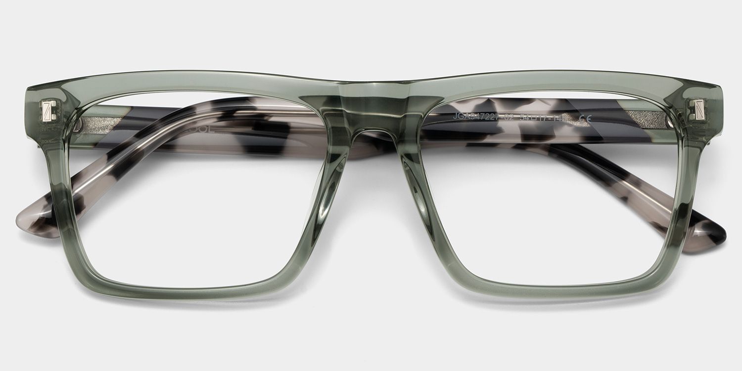 Rectangle Gray Green Eyeglasses- Henry Acetate Frame Glasses1