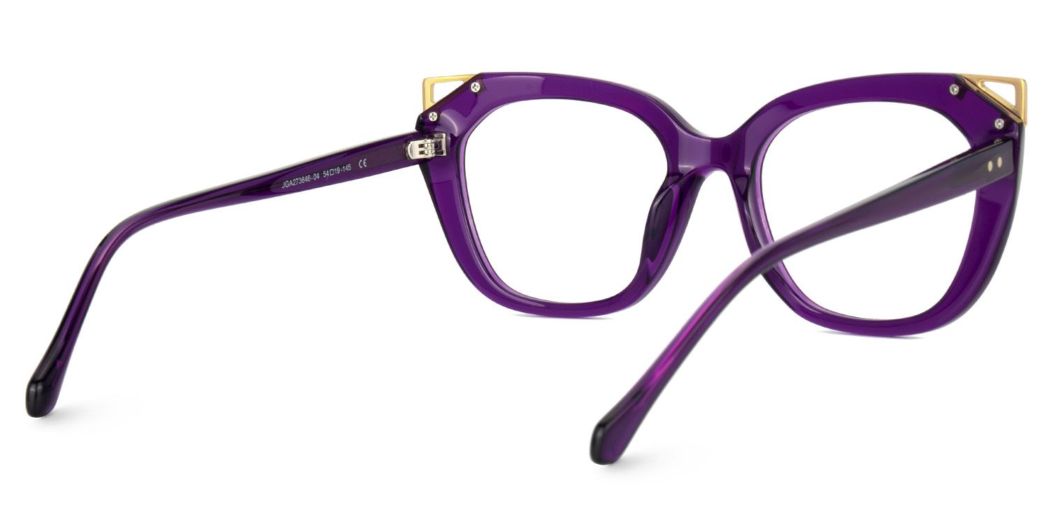Hellena Cateye Clear Purple Glasses Frames for Ladies | ZEELOOL UK3