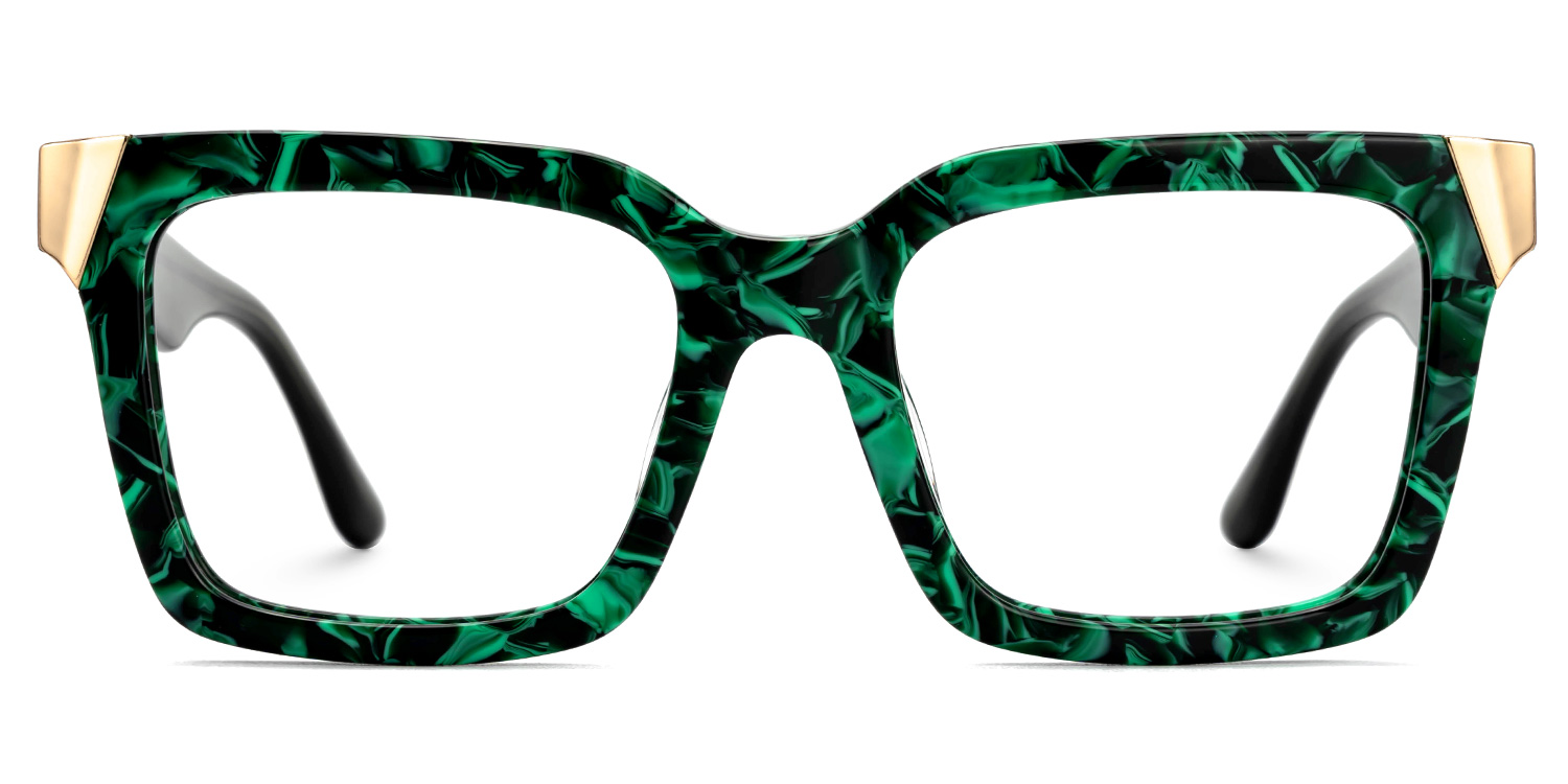 Shernia Square Green-Floral Glasses0