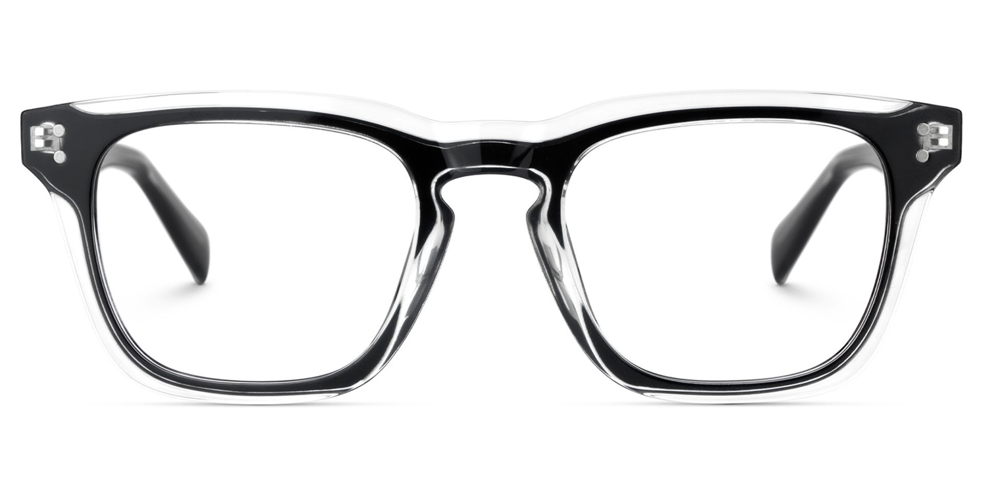 Tr90 Eyeglasses Frames With Rectangle Shape and Black Clear Color1