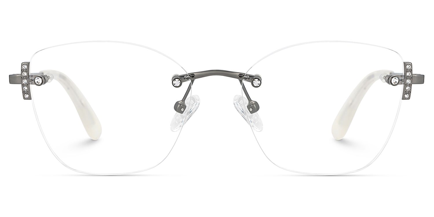 Silver Rectangle Jaxon Glasses with Rimless | ZEELOOL UK1