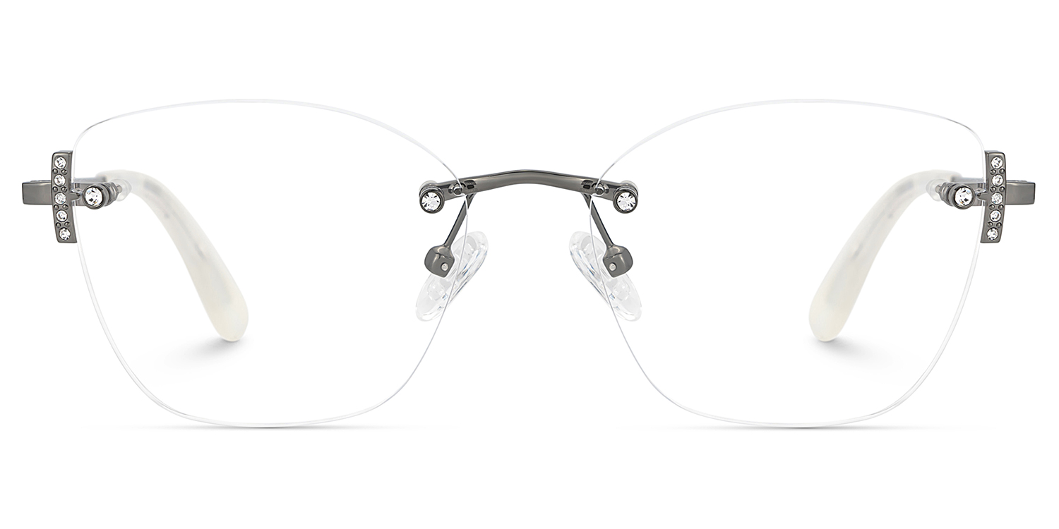 Silver Rectangle Jaxon Glasses with Rimless | ZEELOOL UK1
