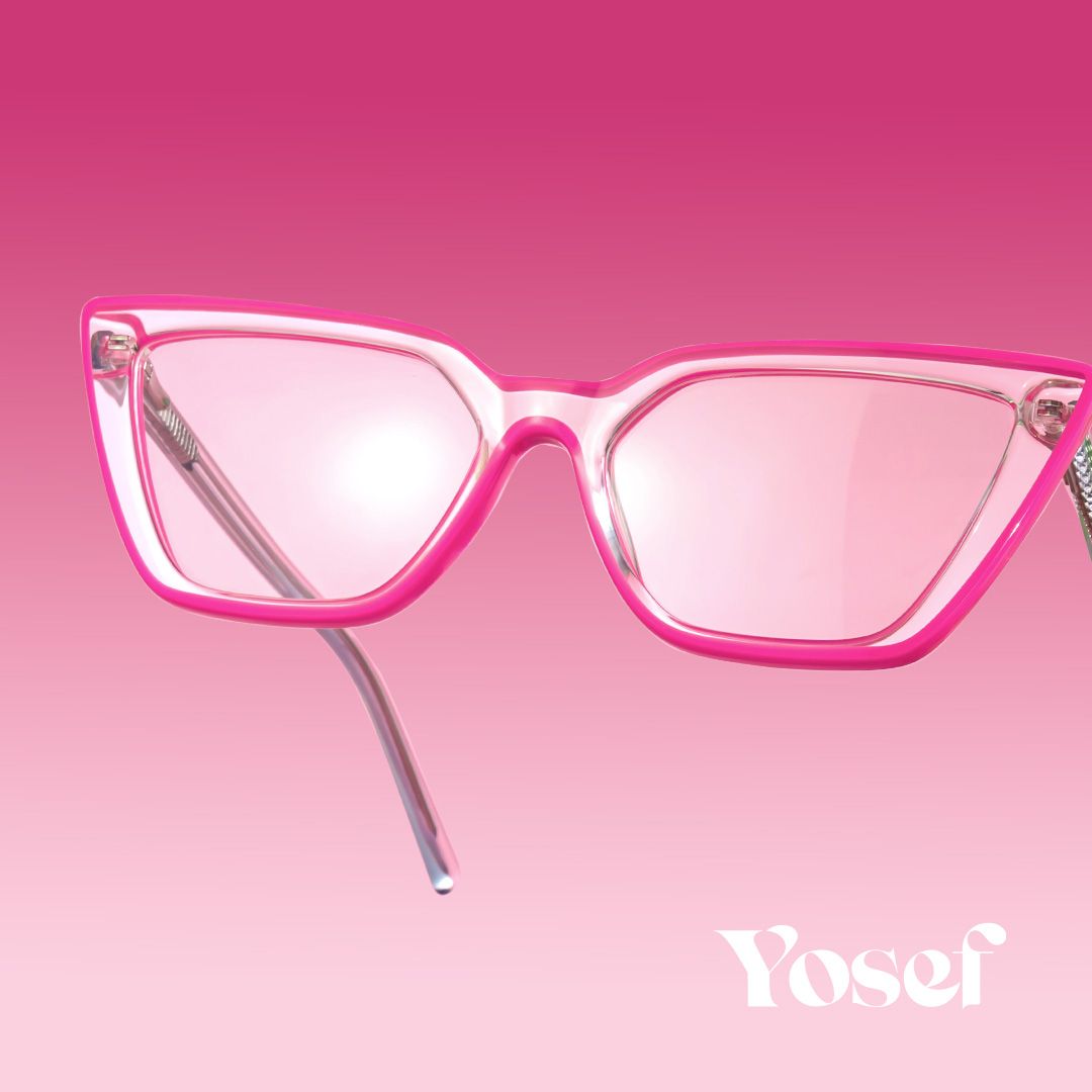 Yosef Eyeglasses, Cyber Bright Pink Cat Eye Frame Glasses0