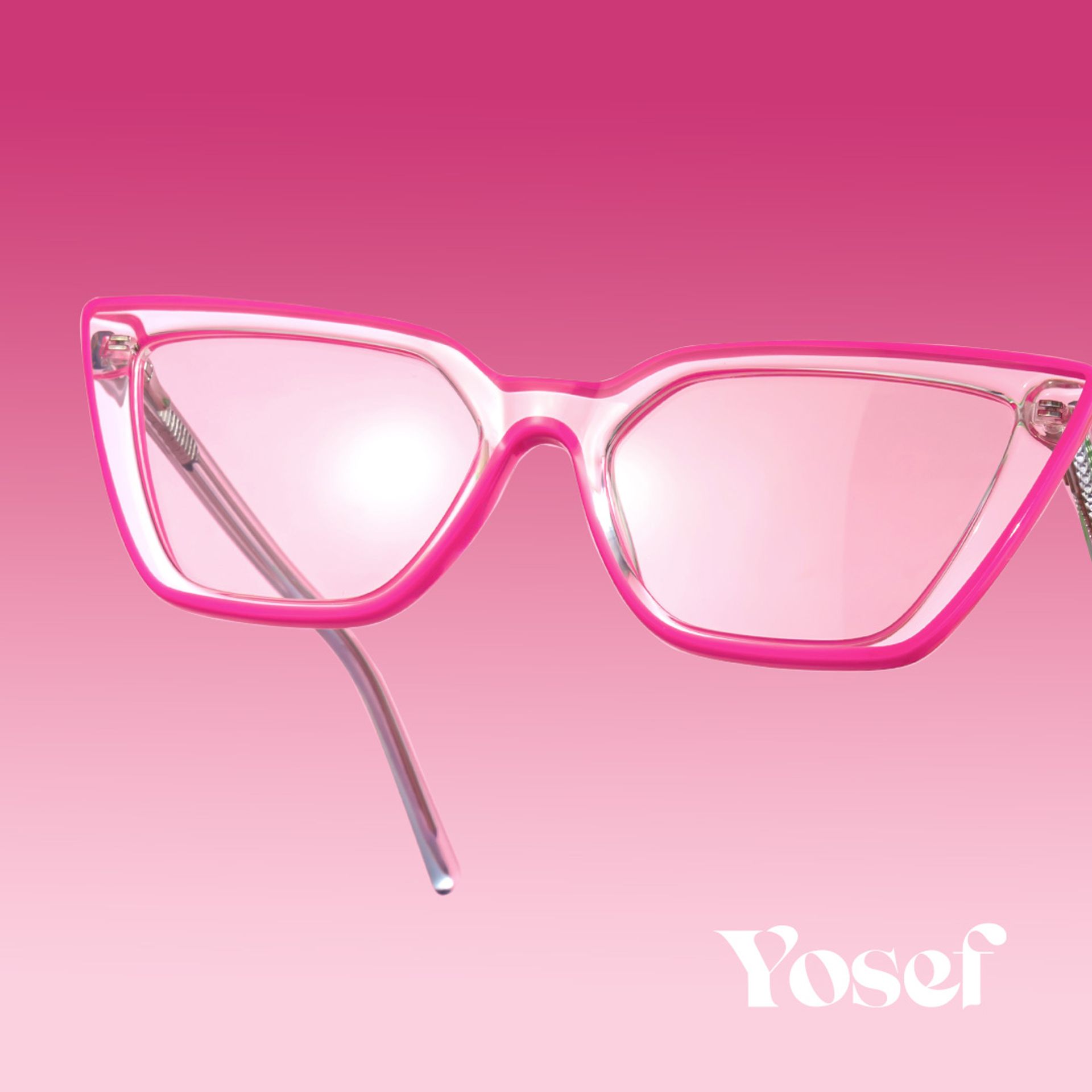 Yosef Eyeglasses, Cyber Bright Pink Cat Eye Frame Glasses0