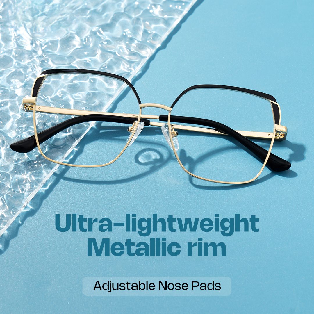 Shayla Metal Square Black Frame Glasses | ZEELOOL UK0