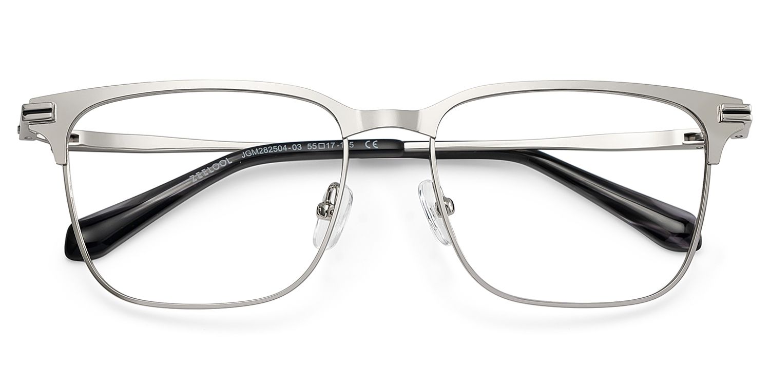 Marshall Silver Rectangle Prescription Glasses | ZEELOOL UK2