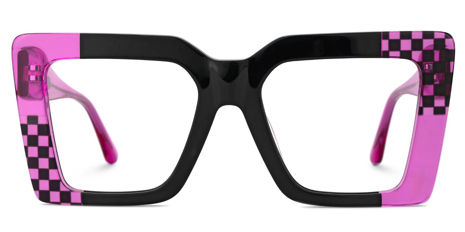Shamika Large Purple and Black Glasses with Rectangle Frames | ZEELOOL UK0