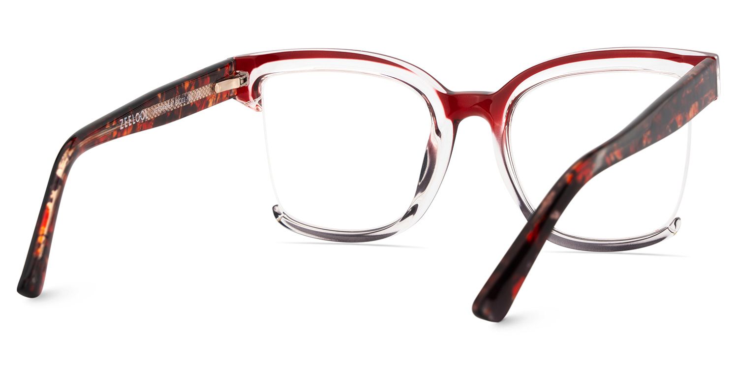 Square Cadogan Red- Gray Frame Glasses | ZEELOOL UK4