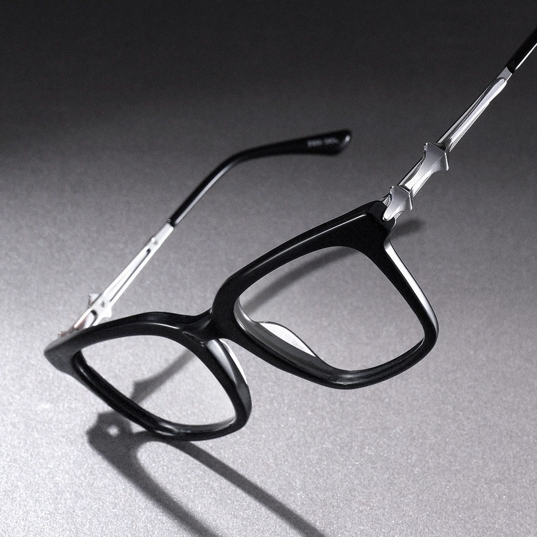 Reese black glasses with silver rims Online | ZEELOOL1