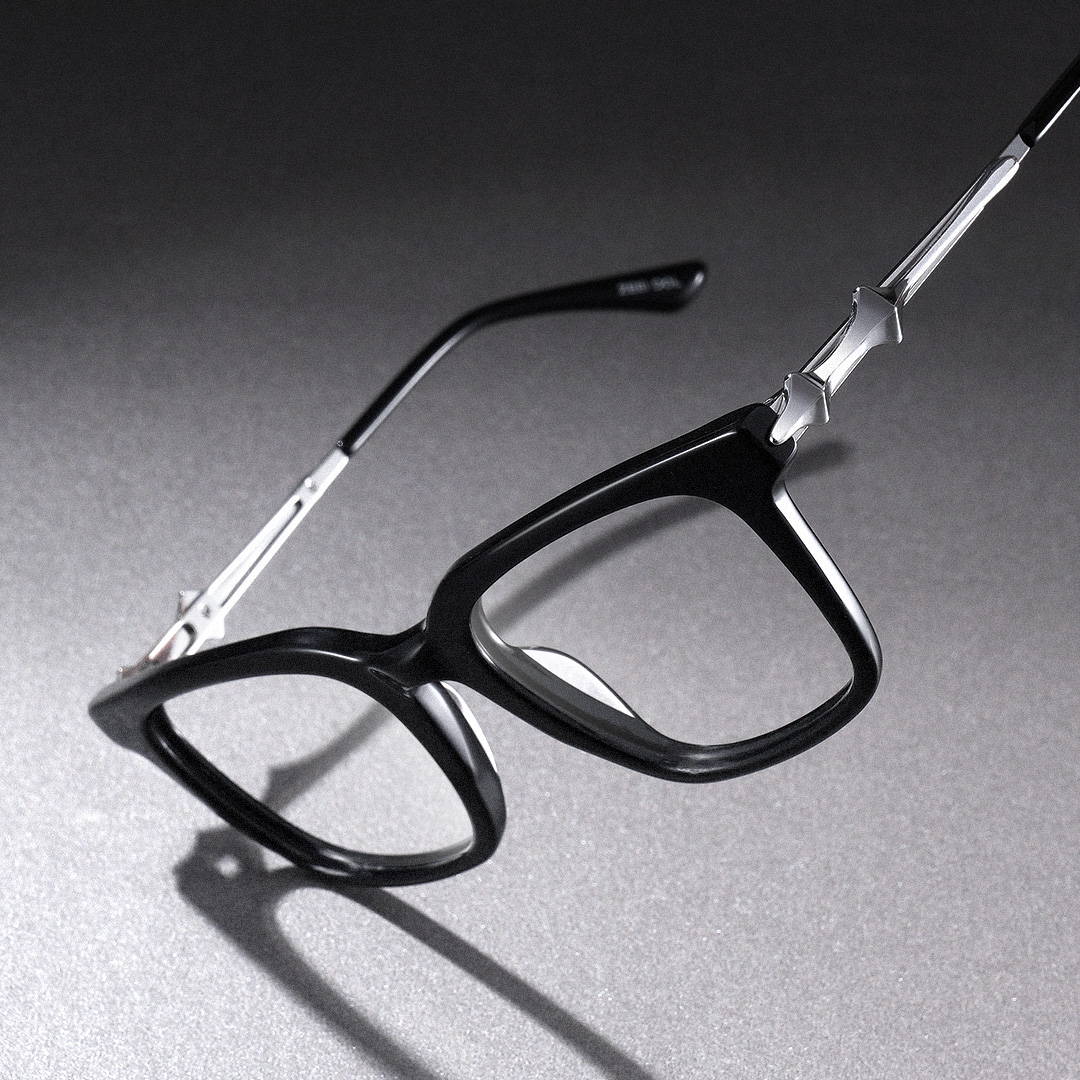 Reese black glasses with silver rims Online | ZEELOOL1