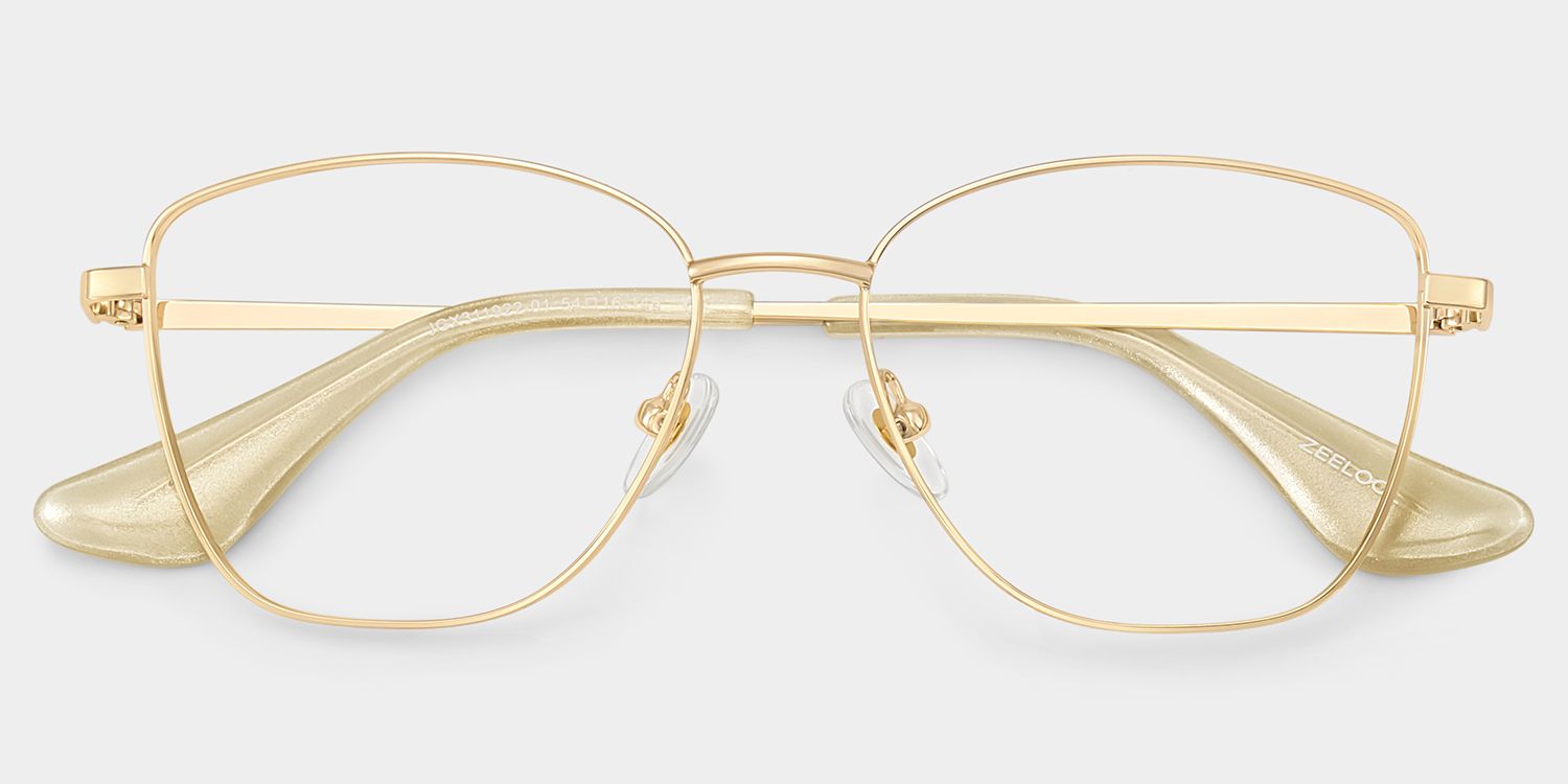 Skyler Square Gold Metal Glitter Frame Glasses | ZEELOOL1