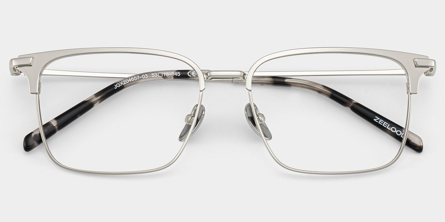 Maxwell Silver Flexible Titanium Eyeglass Frames for Men | ZEELOOL UK1