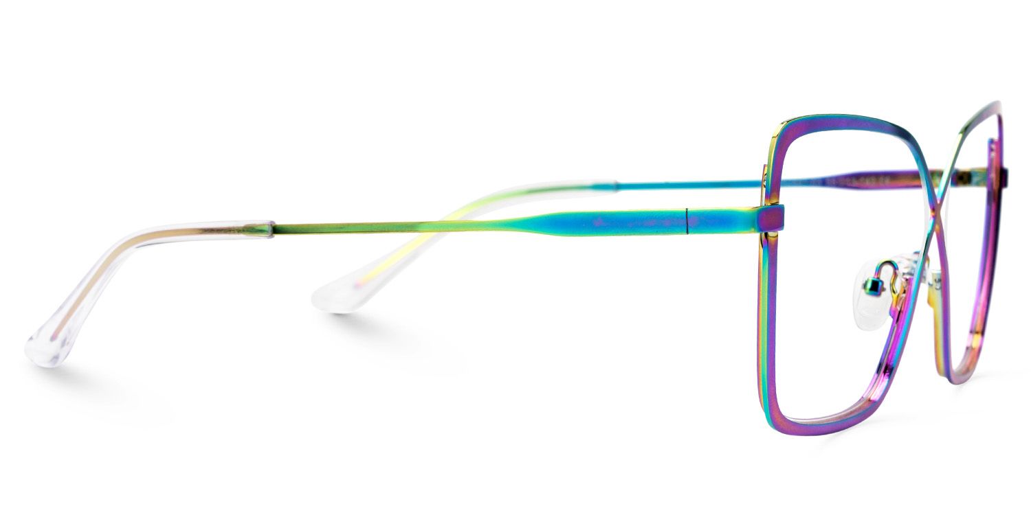 Racquel Iridescent Glasses Frames in Square Semi-Rimless  | ZEELOOL UK2