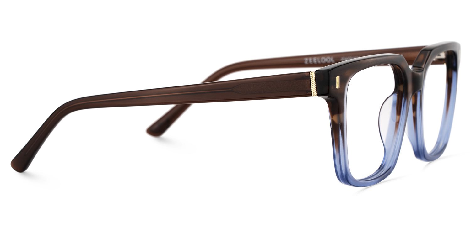 Pagel Brown Gradient Blue Thin Frame Eyeglasses | ZEELOOL UK4