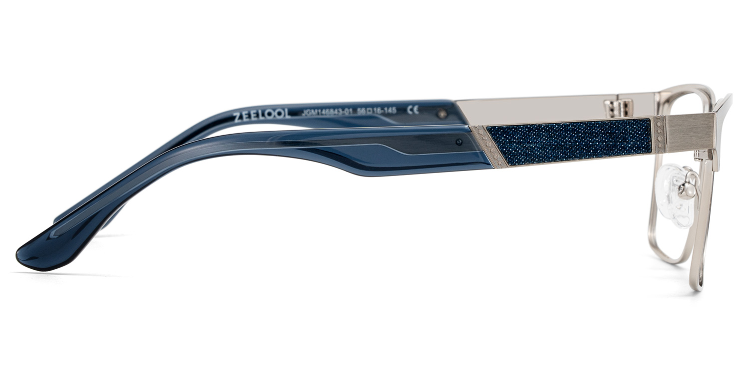 Jasper Eyeglasses in Browline Silver Frame | ZEELOOL UK4