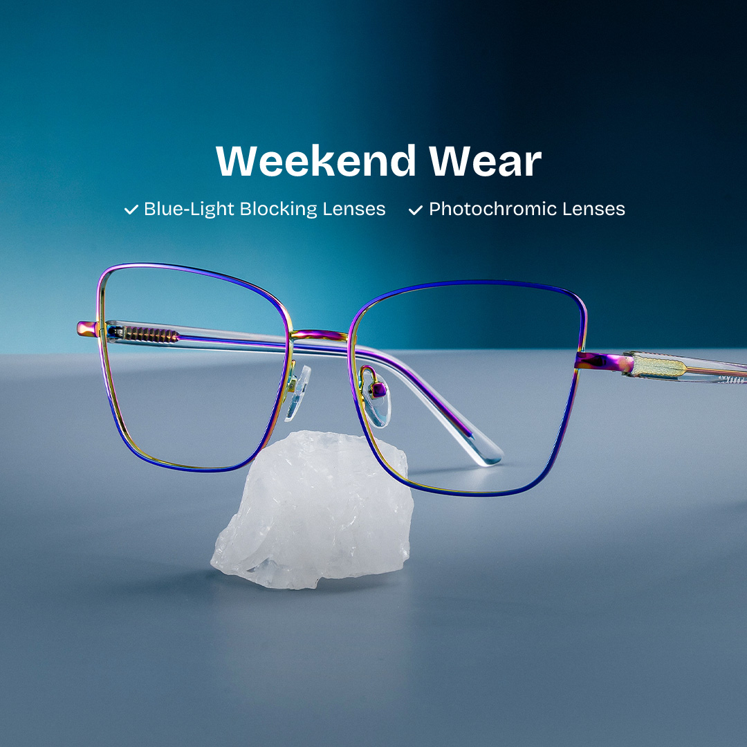 Jace Iridescent Square Prescription Glasses | ZEELOOL UK0