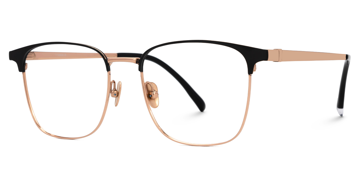 Boykai Titanium Gold Frame Glasses with Browline Shape | ZEELOOL UK1