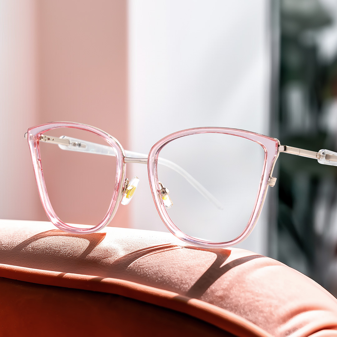 Clear Pink Glasses Frames With Cateye Shape4