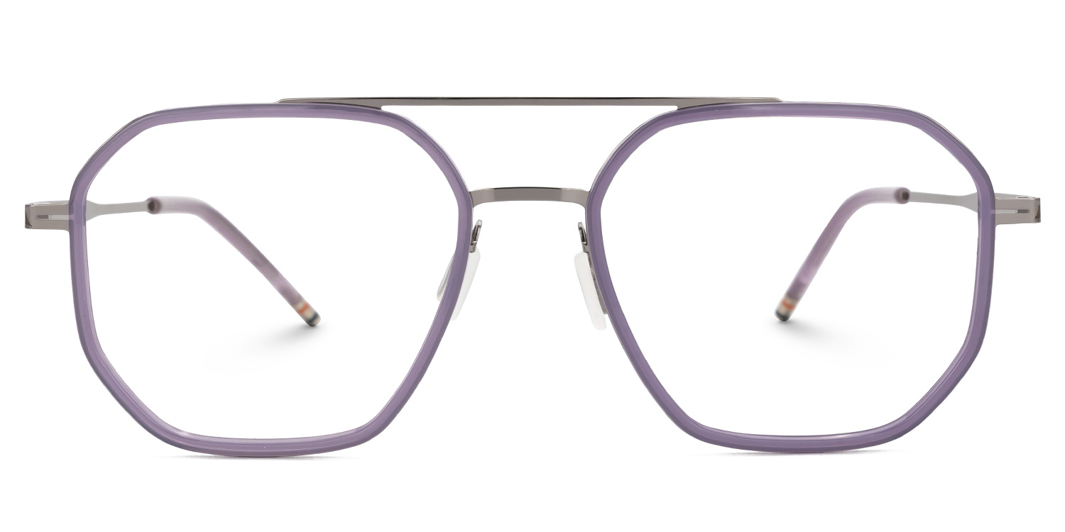 Purple Mixed-Materials Aviator Eyeglasses- Bethany0