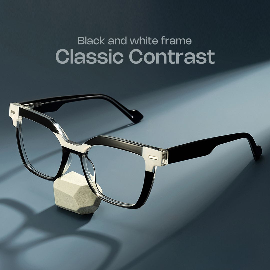 Black White Square Frame Glasses - Pinette on Sale | ZEELOOL UK0