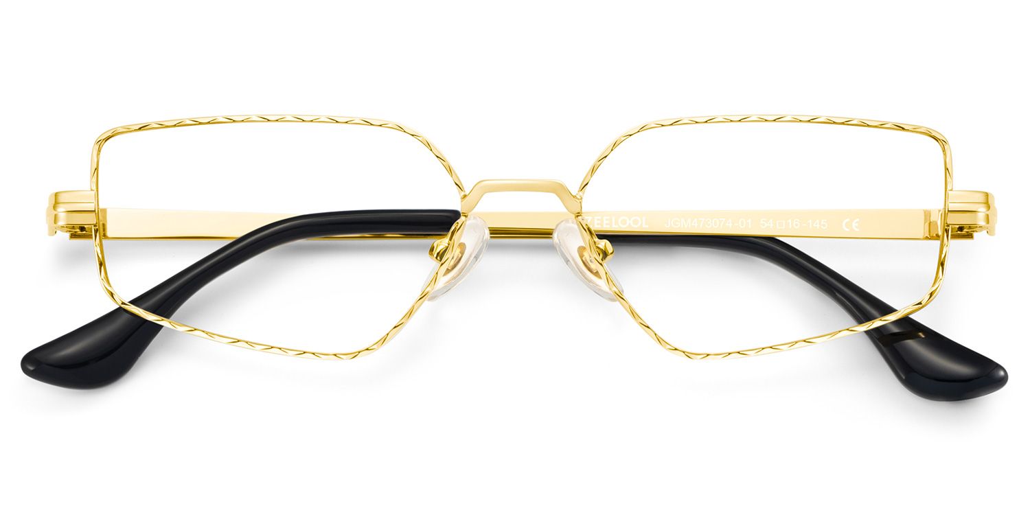 Rectangle Gold Eyeglasses- Lyle Metal Frame Glasses1
