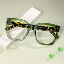 Ebony Square Green Tortoise Glasses0