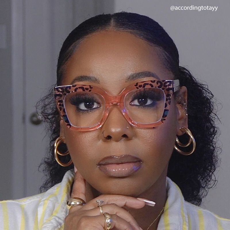 Malcolm Pink Leopard Print Square Frame Glasses for Women12