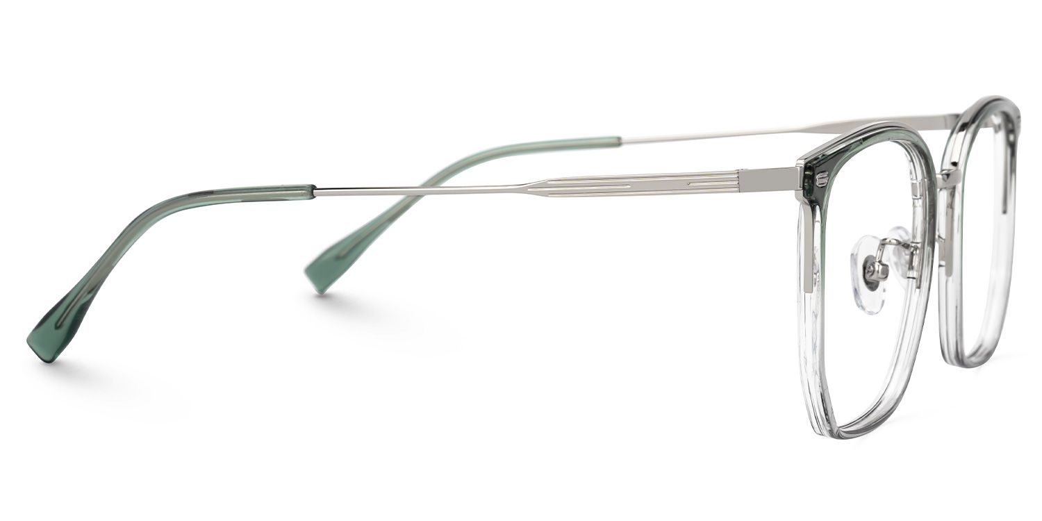 Roque Mixed-material Geometric Green Frame Glasses | ZEELOOL UK2