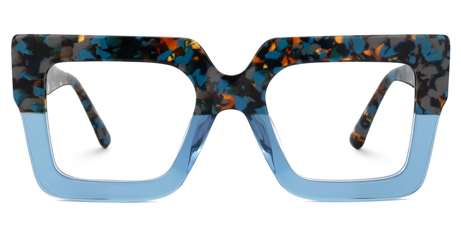 Brandon Blue Square Glasses with Chunky Acetate Frames0