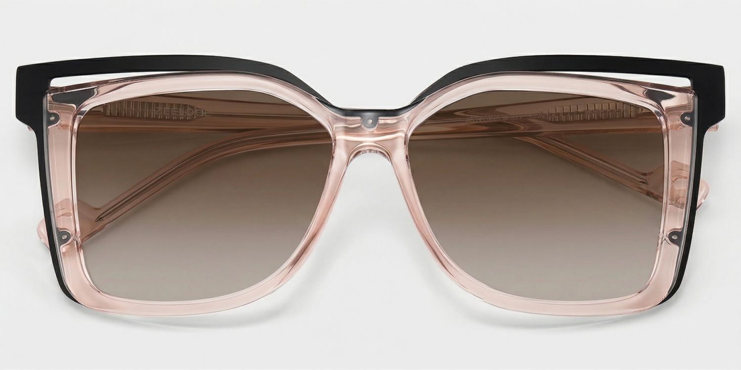 Twolla Square Beige Glasses and Black Edge Frame1