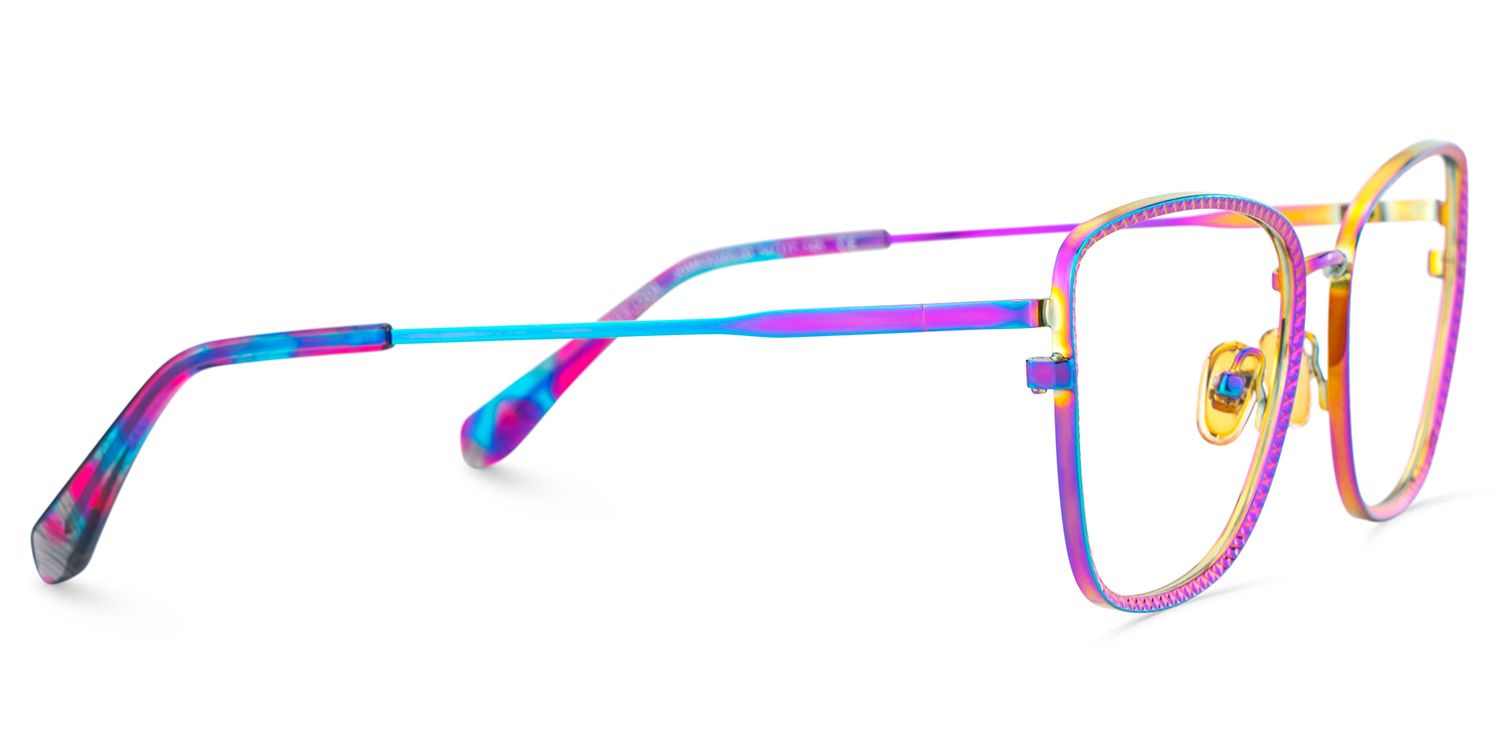 Ronan Eyeglasses in Rectangle Iridescent Frame | ZEELOOL UK3