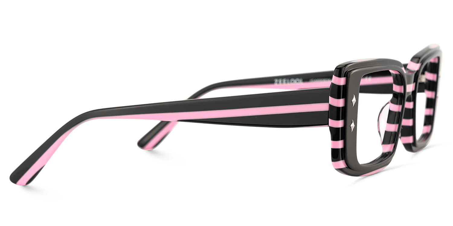Women's Rectangle Eyeglasses Frames With Black and Pink Color4