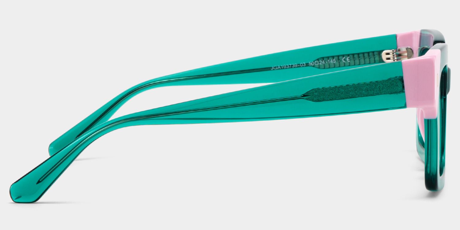 Square Green Pink Eyeglasses- Sarah Acetate Frame Glasses3