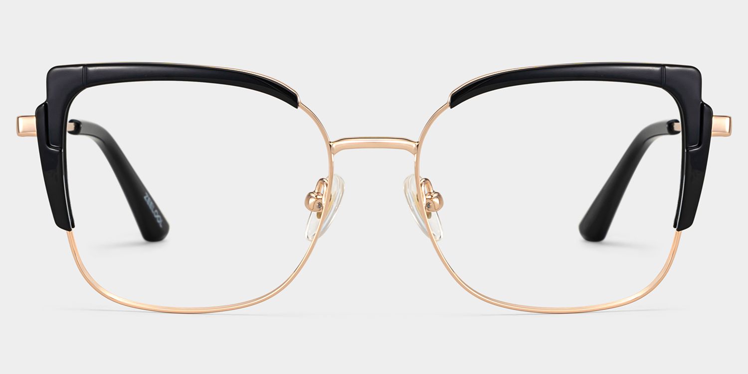 Black Thin Frame Glasses With Metal Material1